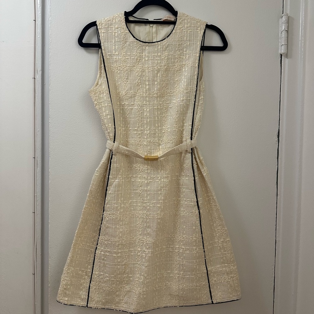 Tory Burch Cream Textured Mini Dress